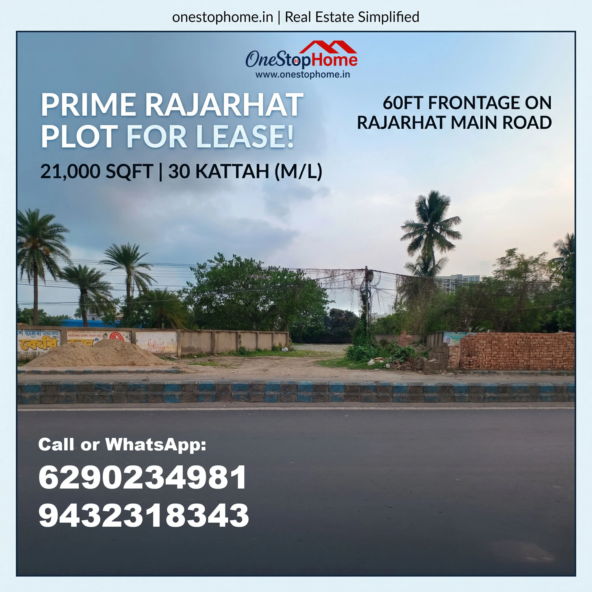 pacious Commercial Plot for Rent Near Siddha Galaxy, Rajarhat Road Raigachi